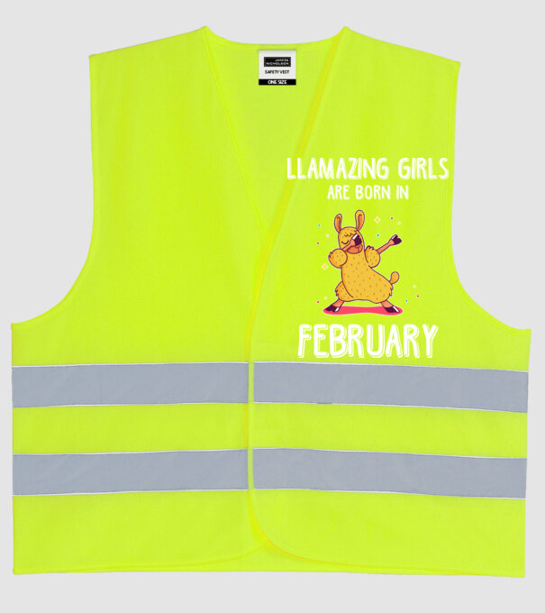 llamazing girls are born in february model galben neon pe tricou
