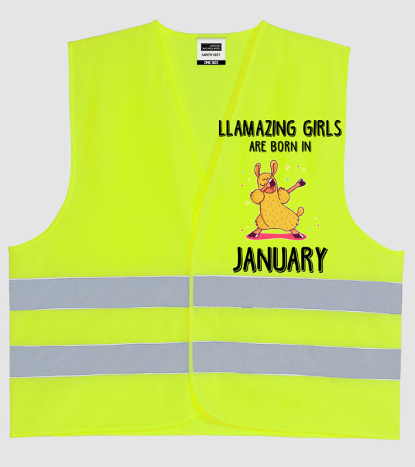 llamazing girls are born in january black model galben neon pe tricou