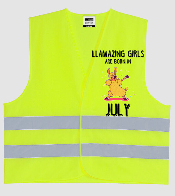 Llamazing girls are born in july black model galben neon pe tricou