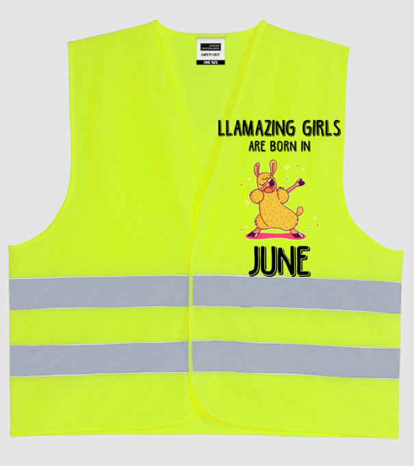 llamazing girls are born in june black model galben neon pe tricou