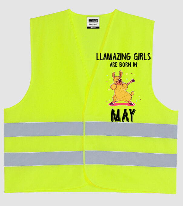 Llamazing girls are born in may black model galben neon pe tricou
