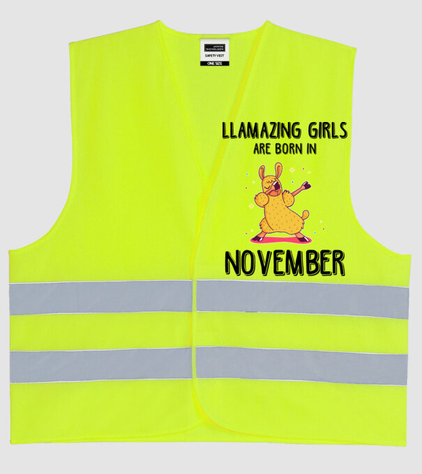 Llamazing girls are born in november black model galben neon pe tricou