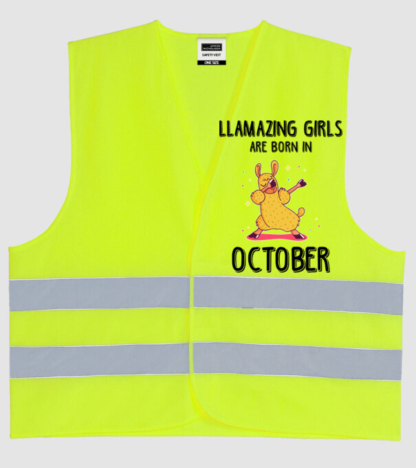 Llamazing girls are born in october black model galben neon pe tricou