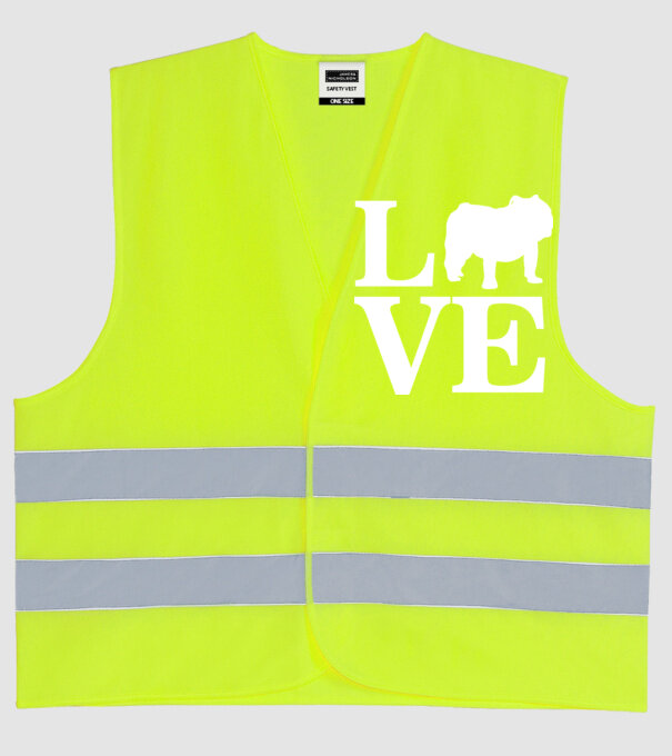 LOVE BULDOG ENGLEZESC model galben neon pe tricou