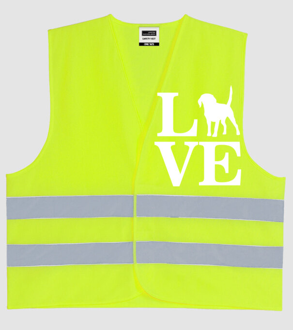 LOVE BEAGLE model galben neon pe tricou