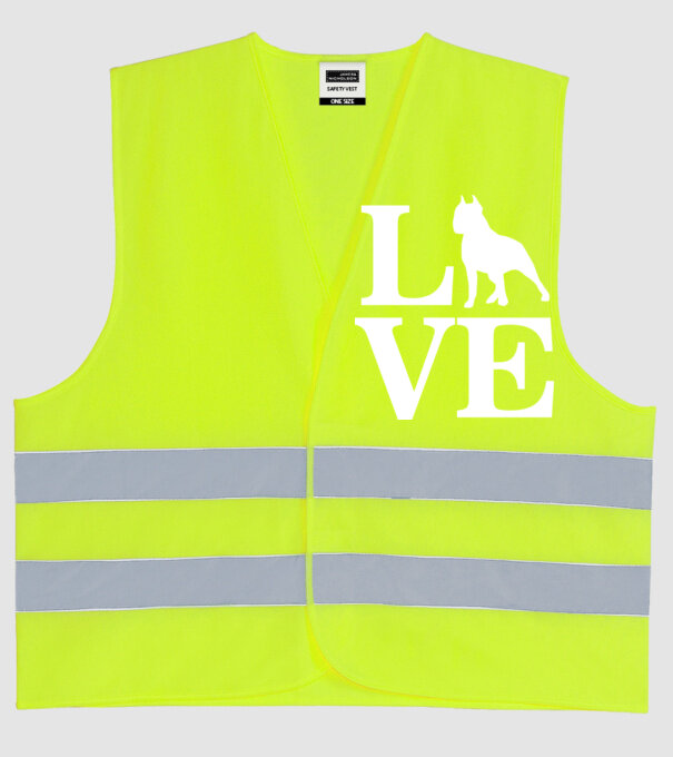 LOVE BULLDOG model galben neon pe tricou