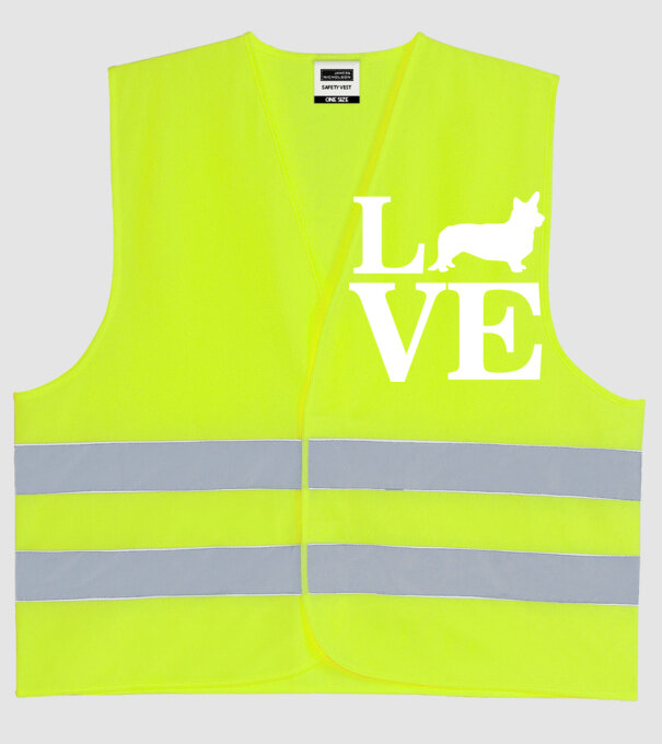LOVE CORGIE model galben neon pe tricou