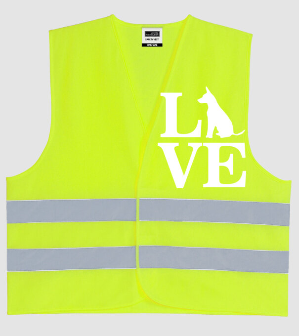 Love câini model galben neon pe tricou