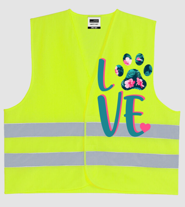 LOVE CÂINI model galben neon pe tricou