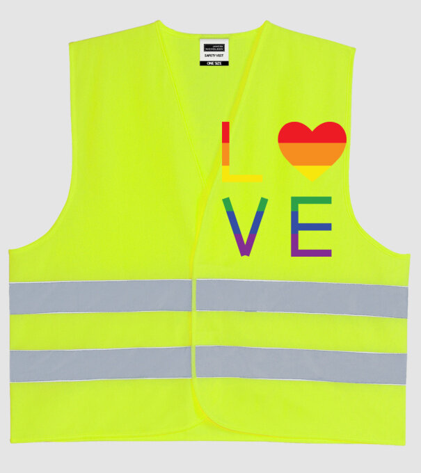 love lgbtq model galben neon pe tricou