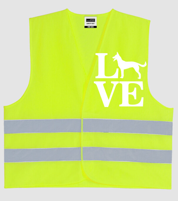 LOVE CIOBANESC GERMAN model galben neon pe tricou