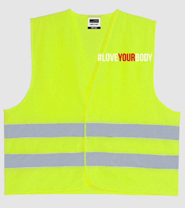 Love Your Body - Iubește-ți corpul model galben neon pe tricou