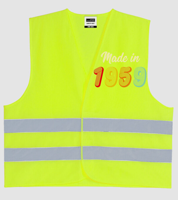 made in 1959 retro model galben neon pe tricou