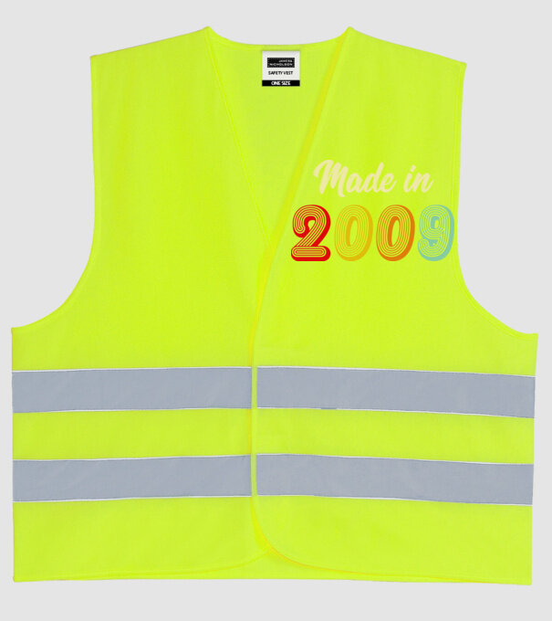 made in 2009 retro model galben neon pe tricou