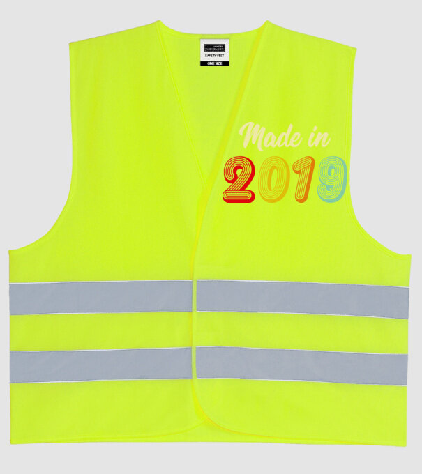 made in 2019 retro model galben neon pe tricou