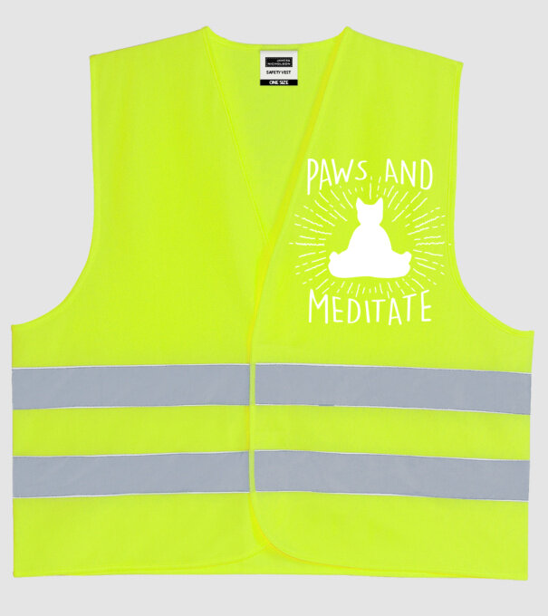 Pisică Meditând model galben neon pe tricou