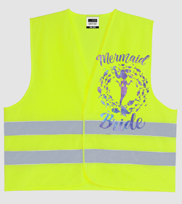 Mermaid bride aquarell model galben neon pe tricou