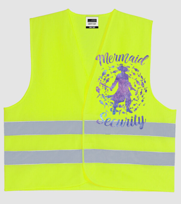 Mermaid Security boys aquarell model galben neon pe tricou