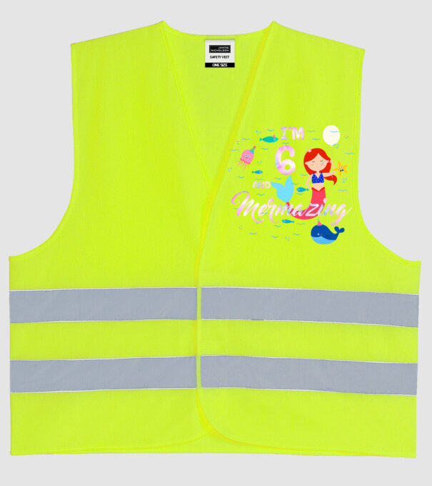 Mermazing Birthday 6 model galben neon pe tricou