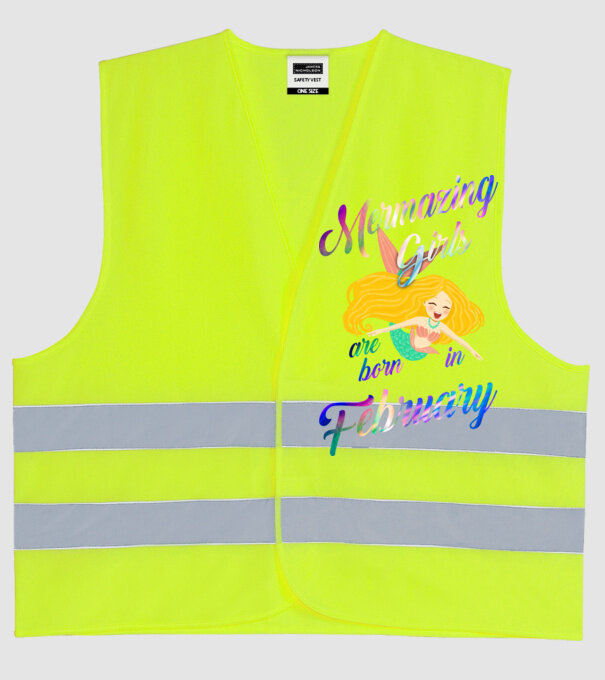 Mermazing girls are born february model galben neon pe tricou