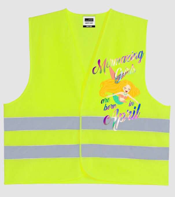 Mermazing girls are born in april model galben neon pe tricou
