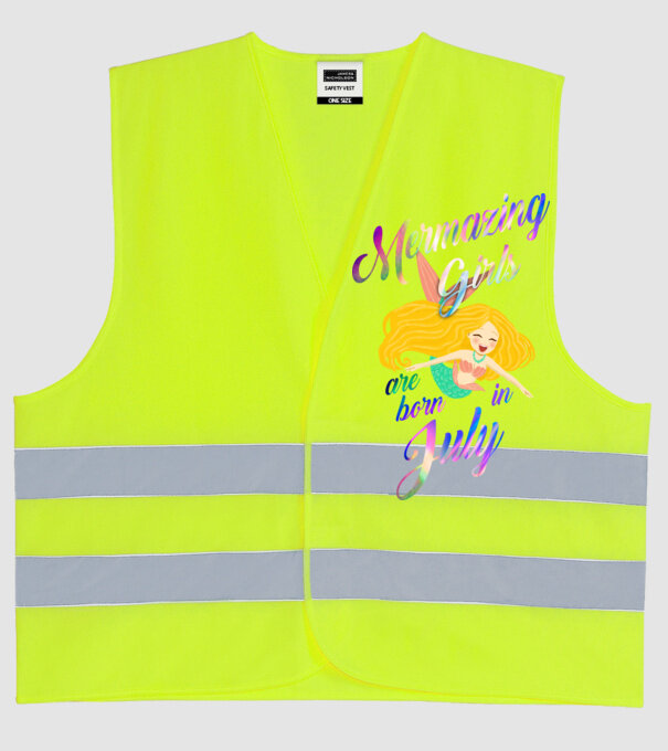 Mermazing girls are born july model galben neon pe tricou