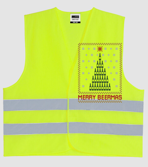 Merry Beermas model galben neon pe tricou