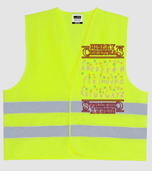 Merry Stranger Christmas model galben neon pe tricou
