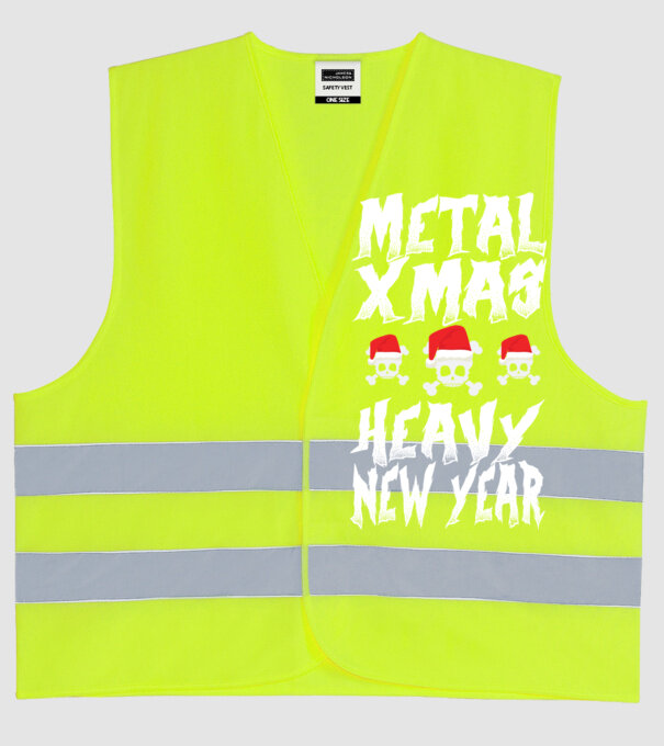 Metal x-mas - Heavy new year model galben neon pe tricou