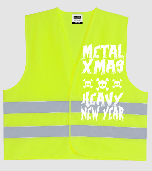 Metal x-mas - Heavy new year model galben neon pe tricou