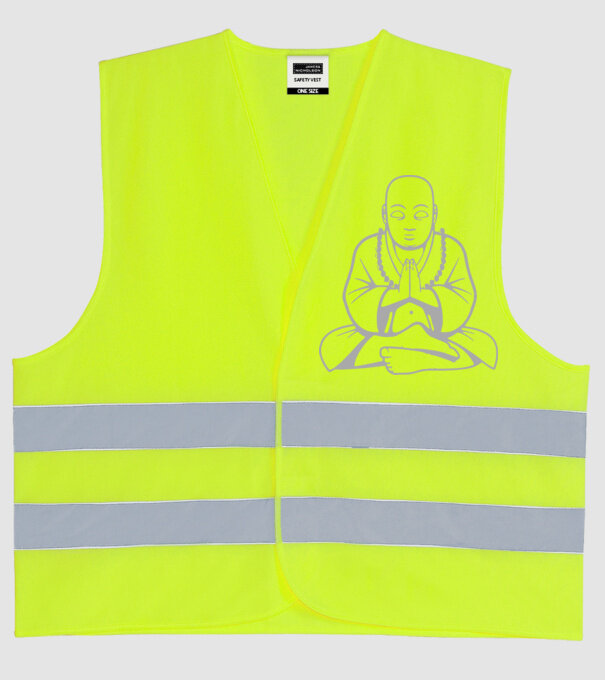 monk outline model galben neon pe tricou