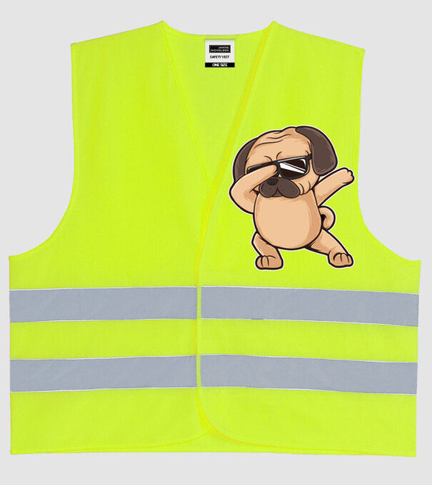 Mops DAB model galben neon pe tricou