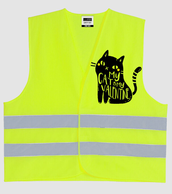 My cat is my valentine model galben neon pe tricou