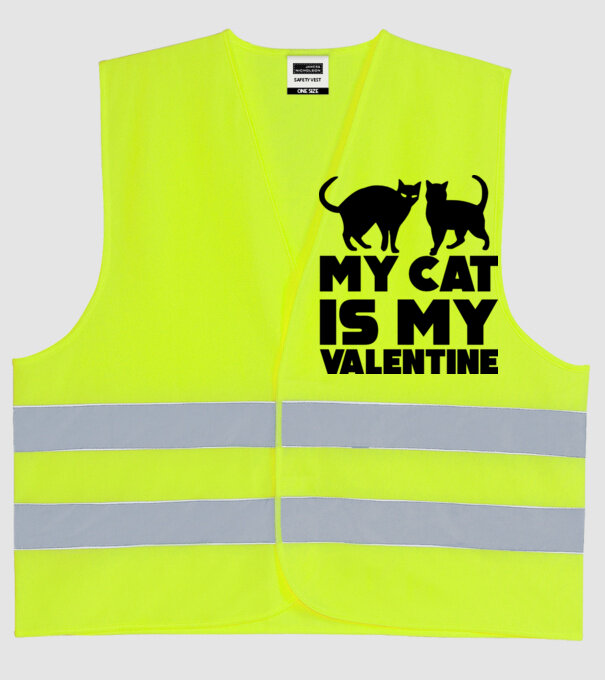 My cat is my valentine black model galben neon pe tricou