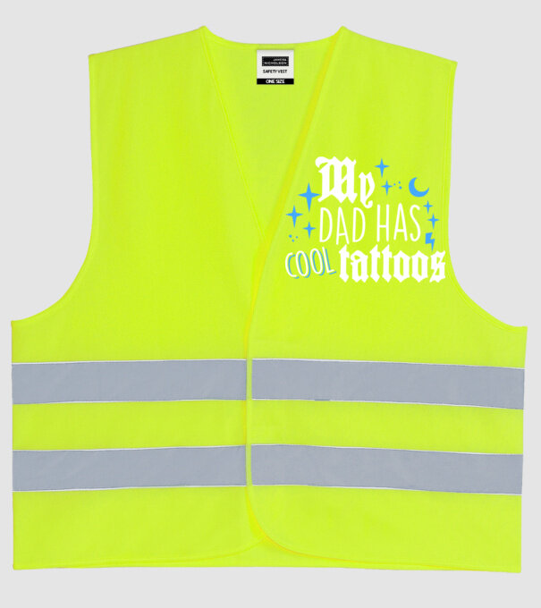 My dad has cool tattoos model galben neon pe tricou