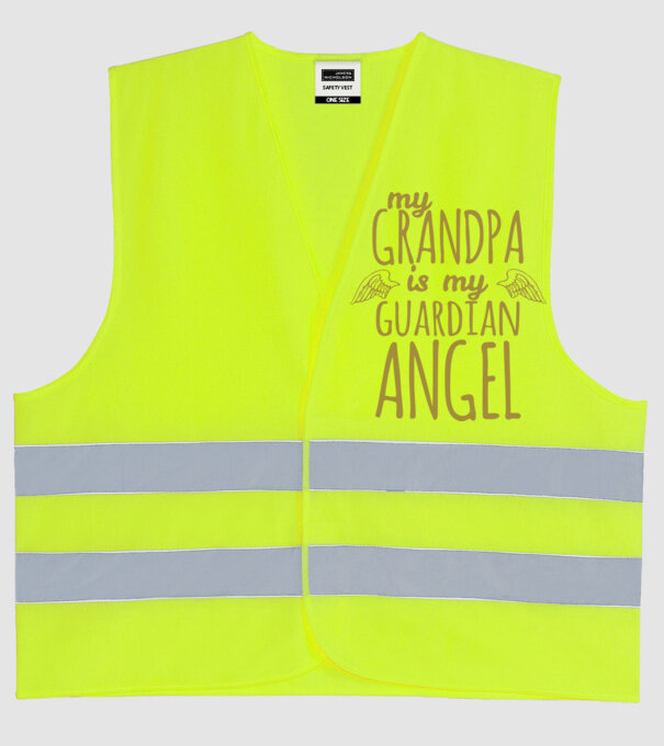 My grandpa is my guardian angel model galben neon pe tricou