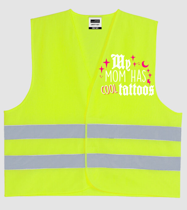 My mom has cool tattoos model galben neon pe tricou
