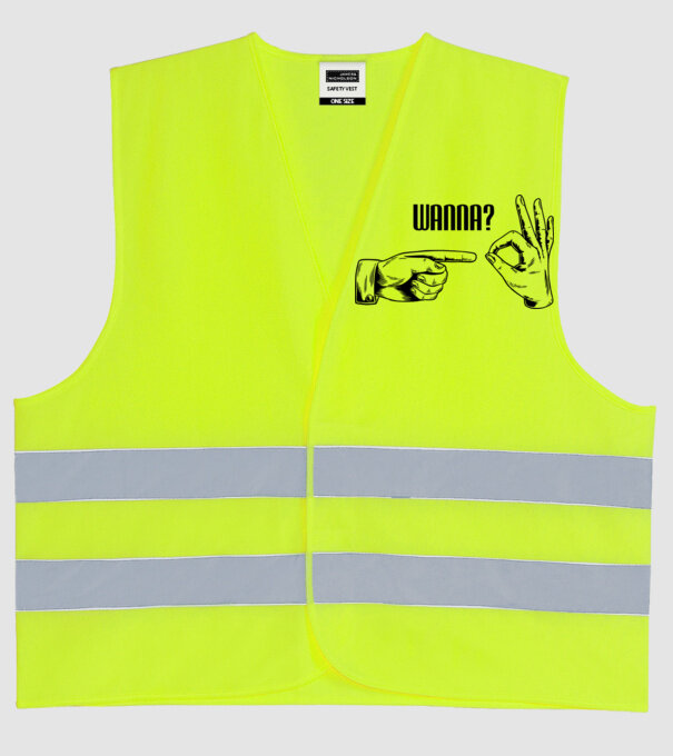 International Hand sign model galben neon pe tricou