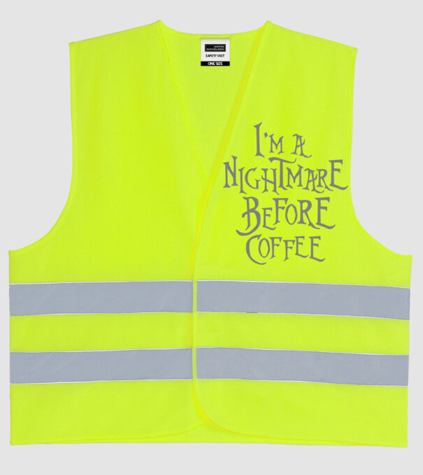Nightmare before coffee model galben neon pe tricou