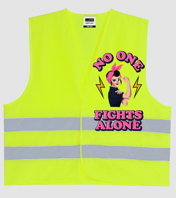No one fights alone pinup model galben neon pe tricou