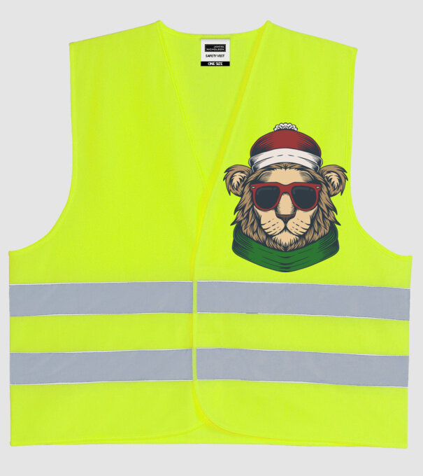 Leu Moș Crăciun model galben neon pe tricou