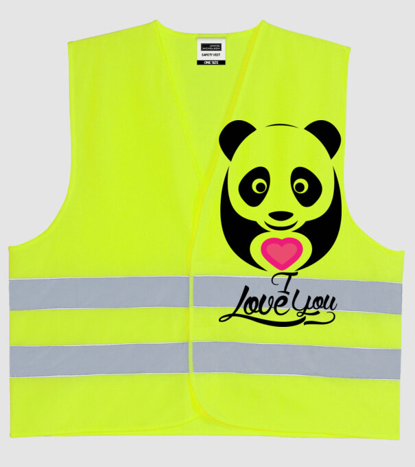 PandaHeart model galben neon pe tricou