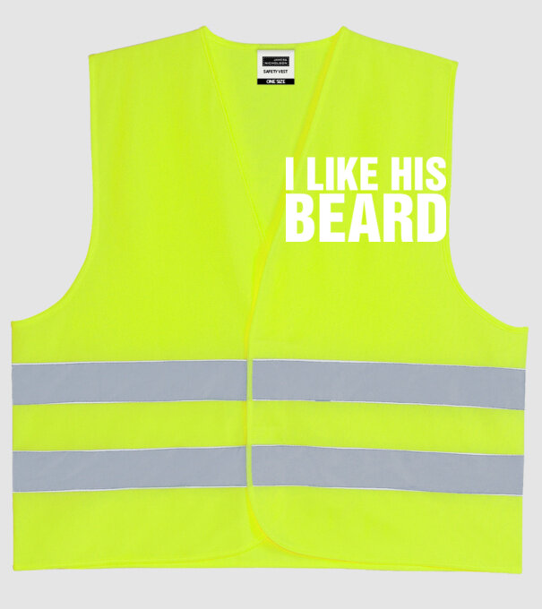 Motiv cuplu I like his beard model galben neon pe tricou