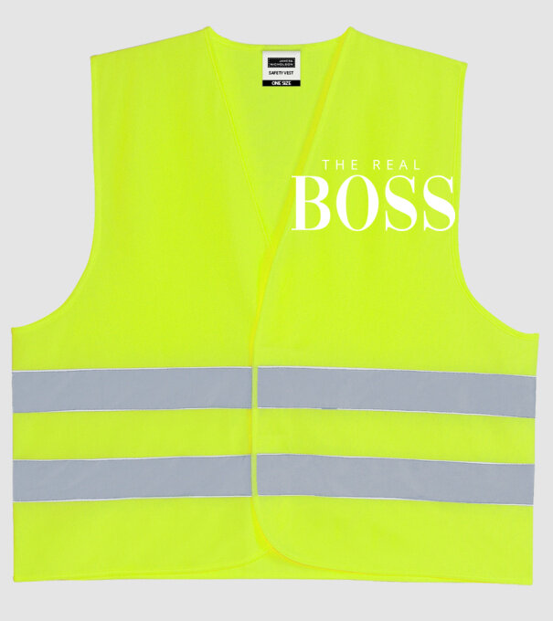 Motiv cuplu The REAL Boss model galben neon pe tricou