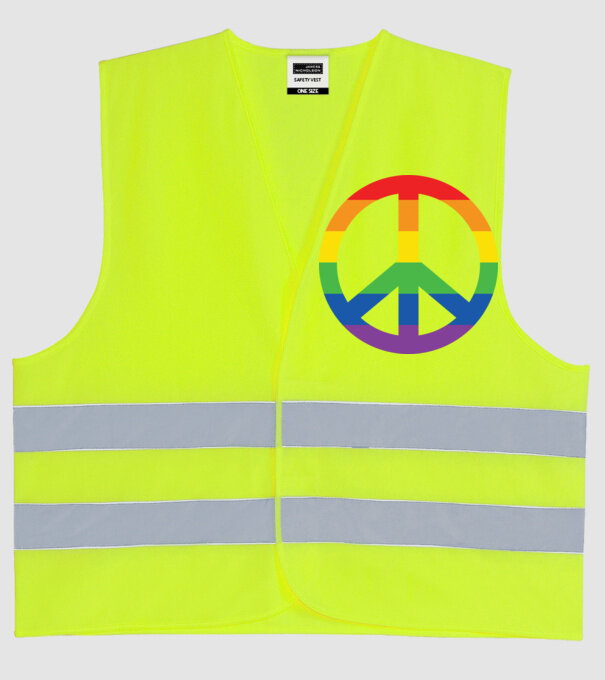 Peace pride model galben neon pe tricou