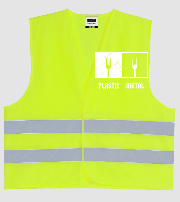Plastic vs metal model galben neon pe tricou