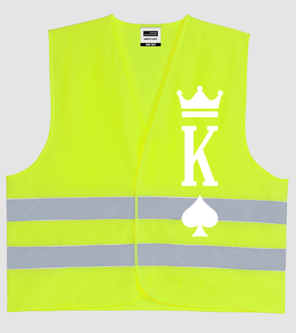 Playing cards King of spades model galben neon pe tricou