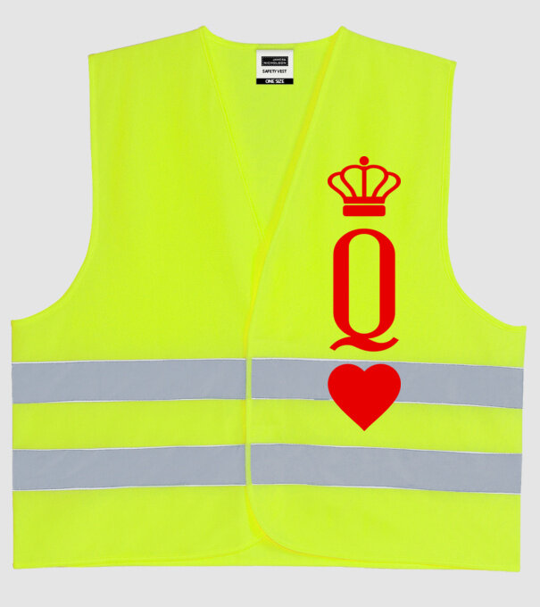Playin gcards Queen of hearts model galben neon pe tricou