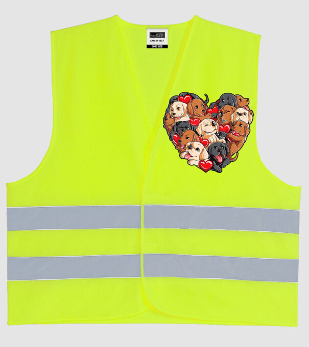 Puppy Heart model galben neon pe tricou