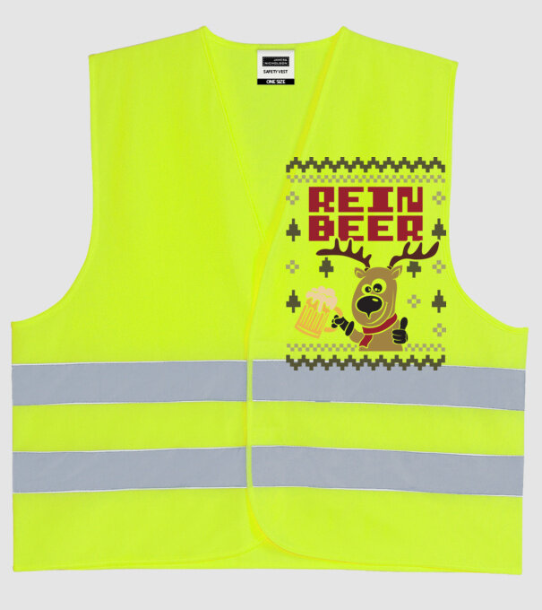 Reinbeer ugly sweater model galben neon pe tricou